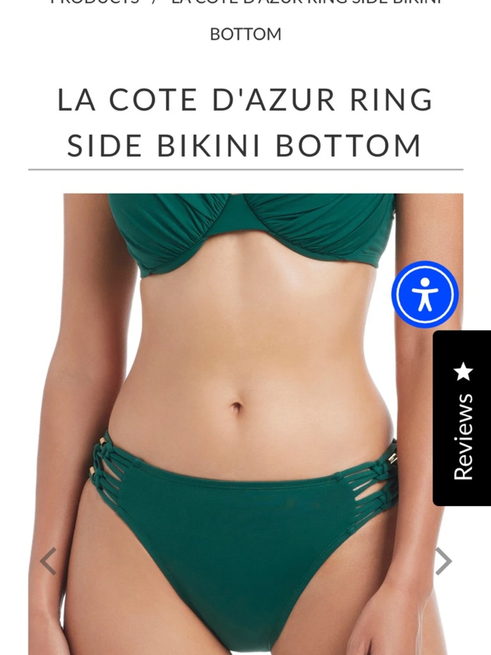 Ring Side Bikini Bottom - Deep Green
